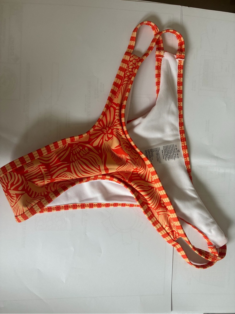 NWT Women’s Orange Floral Print Bikini Bottom - Bright Tropical Design